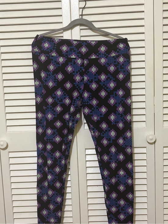 LuLaRoe Pants - LuLaRoe Black Leggings with Purple and Blue Floral Mosaic